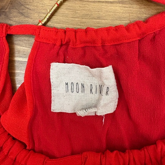 Moon River Vibrant Red Ruffle Maxi Dress - Picture 4 of 4